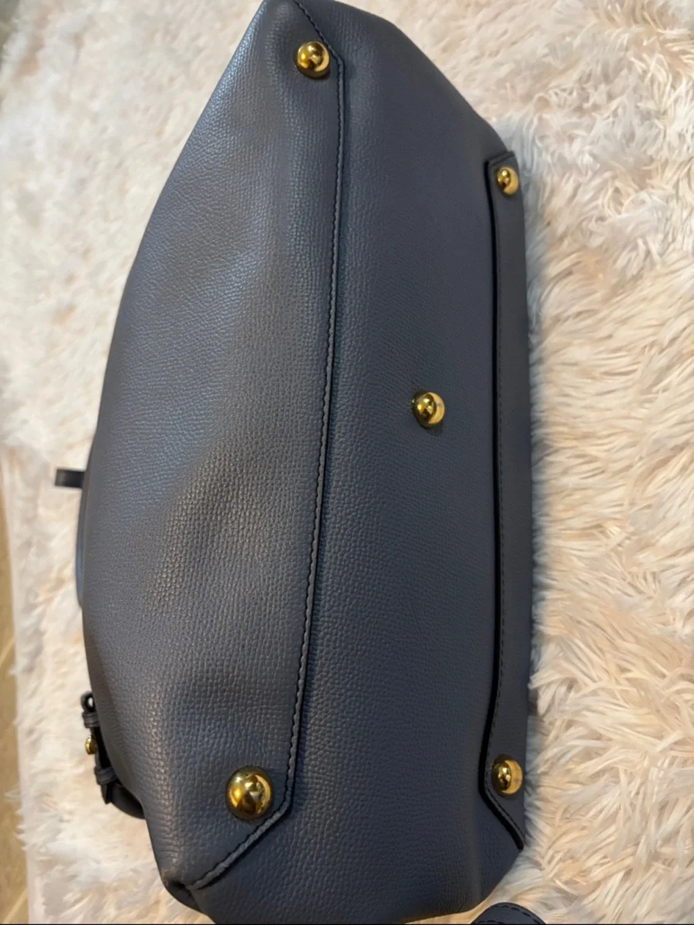 Burberry Navy Blue Leather Top-Handle Satchel - Picture 6 of 16